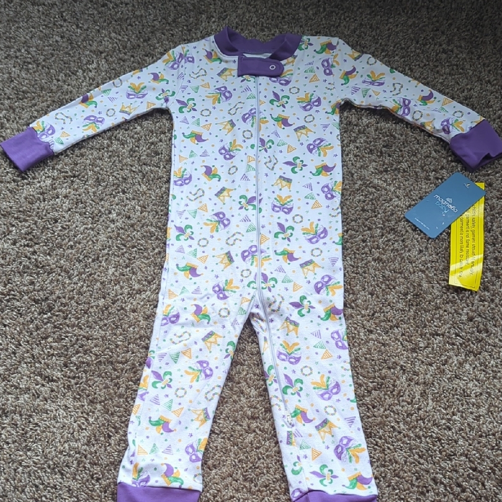 Magnolia Baby Mardi Gras Patterned Kids One Piece